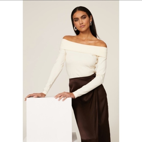 Peter Som Off the Shoulder Crop Sweater - Picture 1 of 10